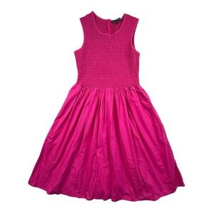 French Connection‎ Girls Fuchsia Pink Smocked Cotton Dress Size 6